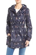 Women's Joules Right As Rain Packable Print Hooded Raincoat - Blue