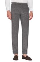 Men's Zanella Curtis Flat Front Herringbone Cotton Trousers - Grey