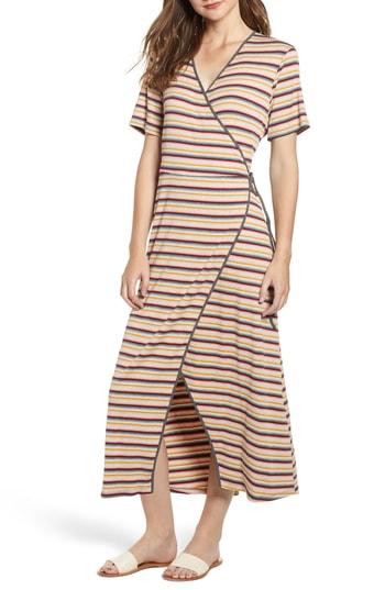 Women's All In Favor Stripe Wrap Dress - Red