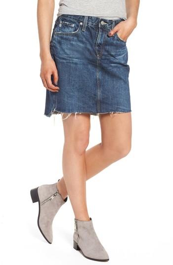 Women's Ag Erin Step Hem Denim Skirt - Blue