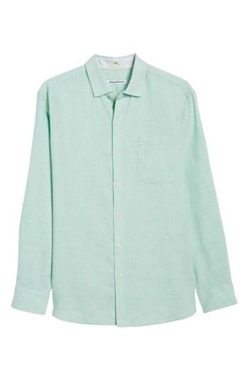 Men's Tommy Bahama Lanai Tides Regular Fit Linen Blend Sport Shirt - Green