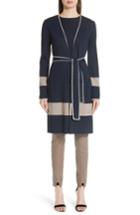 Women's St. John Collection Belted Milano Knit Sweater Jacket, Size - Blue
