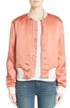 Women's Rag & Bone Morton Satin Bomber Jacket, Size - Blue