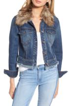 Women's 7 For All Mankind Faux Fur Trim Crop Boyfriend Jacket