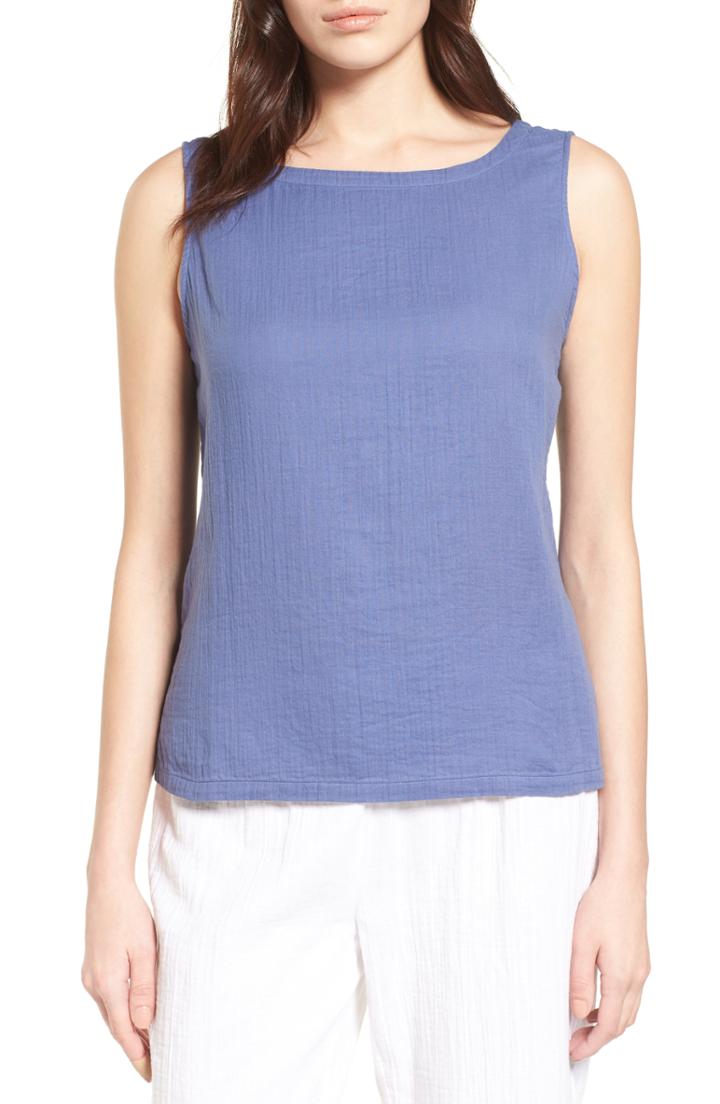 Petite Women's Eileen Fisher Organic Cotton Shell P - Blue