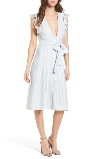 Women's Storee Button Front Midi Dress - Blue