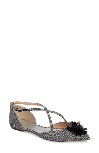 Women's J.crew Sadie Cross Strap Pointy Toe Flat M - Black