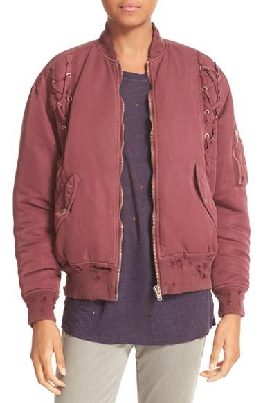 Women's Iro Distressed Lace-up Bomber