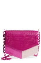 Nancy Gonzalez Colorblock Genuine Crocodile Crossbody Bag - Pink