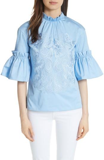 Women's Ted Baker London Ruffle Sleeve Top - Blue