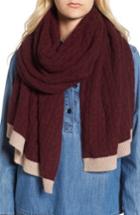Women's Halogen Cable Knit Cashmere Scarf, Size - Burgundy
