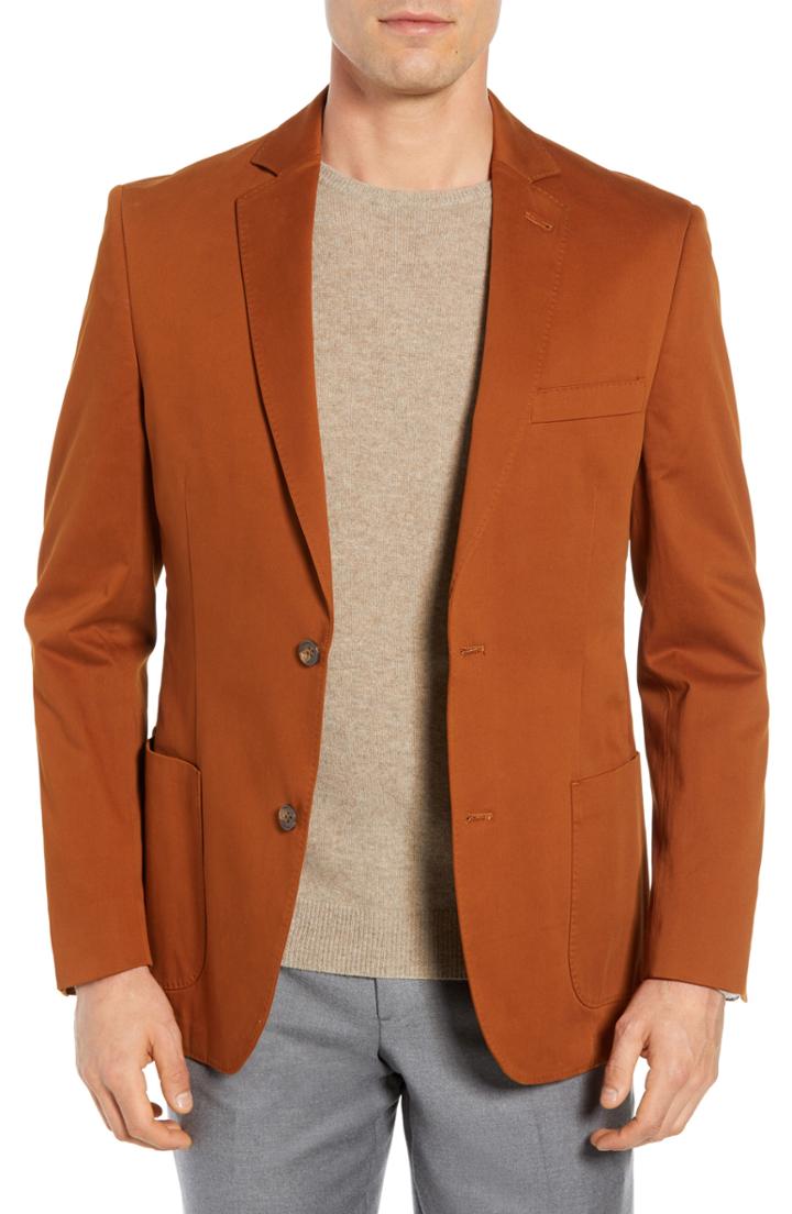 Men's Flynt Regular Fit Stretch Cotton Blazer - Orange