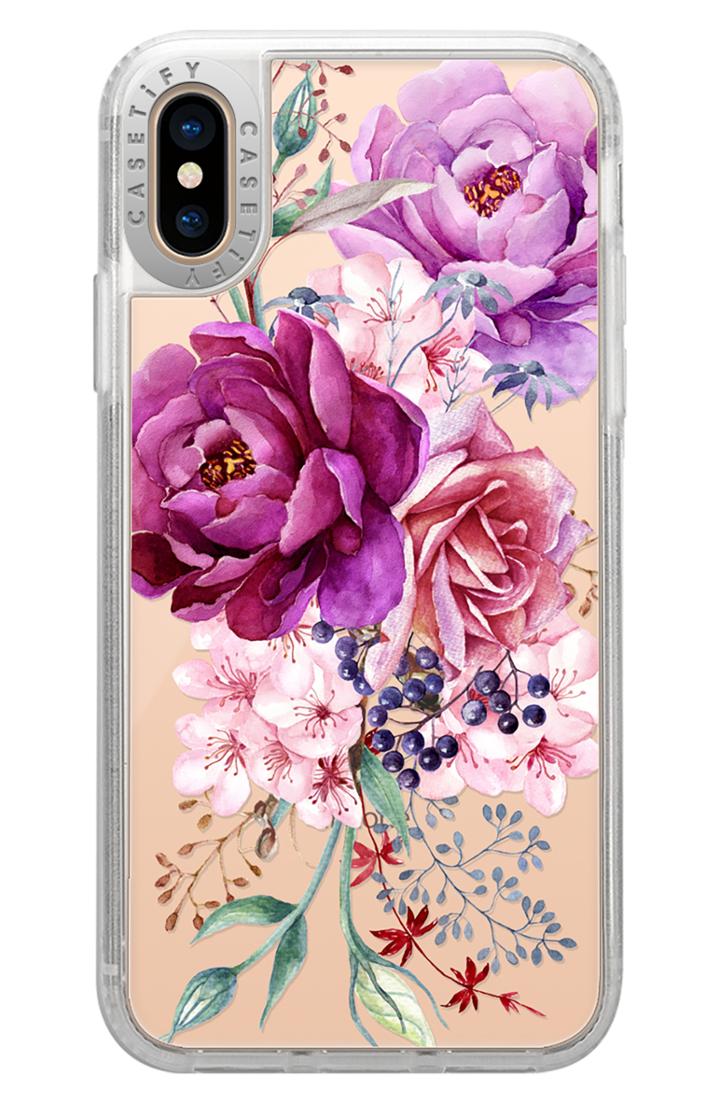 Casetify Watercolor Peonies Grip Iphone X/xs, Xr & X Max Case - Purple