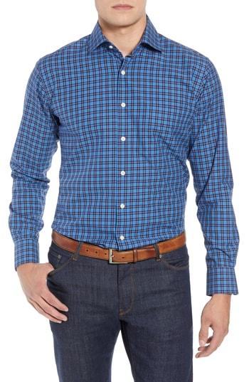 Men's Peter Millar Crown Ease Arendale Check Sport Shirt - Blue