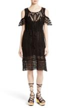 Women's See By Chloe Crochet Cold Shoulder Dress - Black