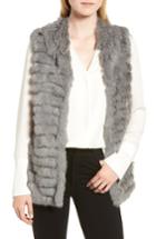 Women's La Fiorentina Genuine Rabbit Fur & Acrylic Knit Vest - Grey