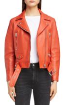 Women's Acne Studios Mock Core Leather Moto Jacket Us / 38 Eu - Red