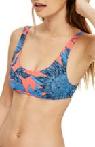 Women's Topshop Floral Scoop-neck Bikini Top Us (fits Like 0) - Blue