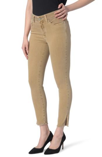 Women's Nydj Ami Frayed Hem Stretch Skinny Ankle Jeans - Beige