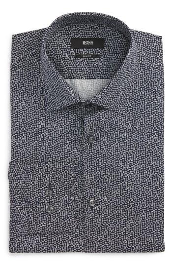 Men's Boss Slim Fit Floral Dress Shirt - Blue
