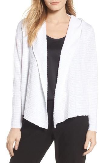 Women's Eileen Fisher Hooded Organic Linen & Cotton Cardigan - White