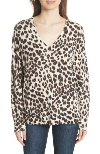 Women's Equipment Lucinda Leopard Print Cashmere Sweater - White