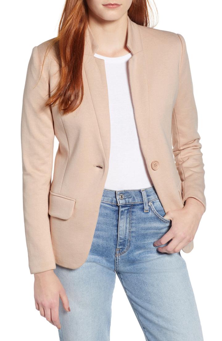 Petite Women's Gibson Notch Collar Cotton Blend Blazer, Size P - Pink