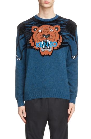 Men's Kenzo Tiger Claw Crewneck Sweater - Green