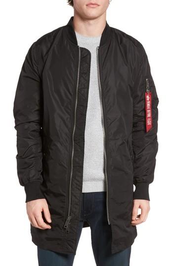 Men's Alpha Industries L-2b Elongated Bomber Jacket - Black