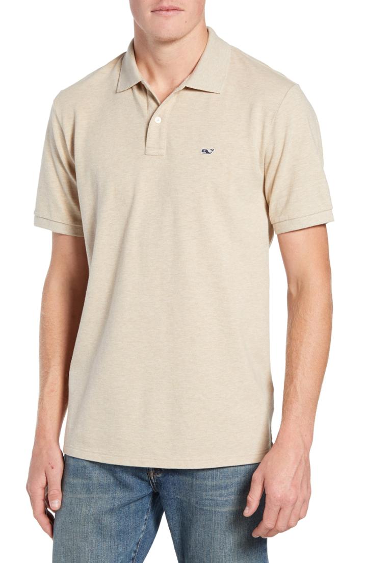 Men's Vineyard Vines Fit Pique Polo, Size Large - Brown