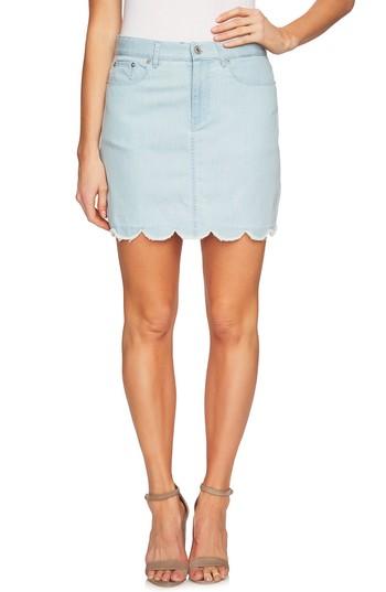Women's Cece Scalloped Hem Denim Skirt - Blue