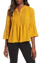 Women's Cece Ruffle Sleeve Pintuck Blouse - Yellow