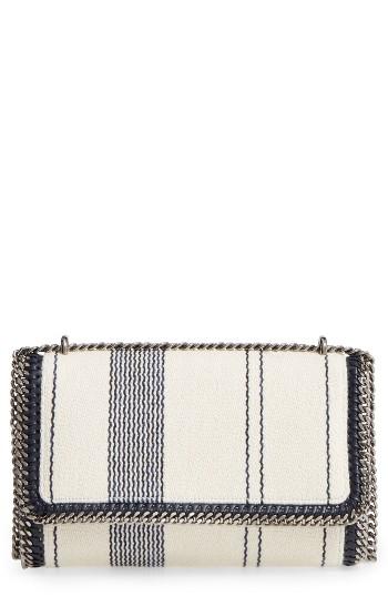 Stella Mccartney Stripe Linen Weave Shoulder Bag -