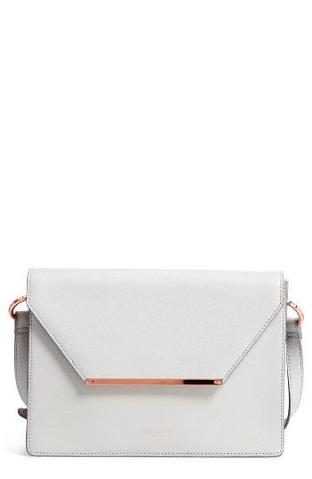 Ted Baker London Magsie Bar Detail Leather Envelope Clutch - Grey