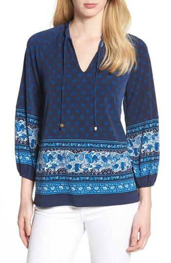 Women's Michael Michael Kors Sunny Batik Border Blouse - Blue