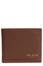Men's Ted Baker London Stripe Detail Leather Bifold Wallet - Brown