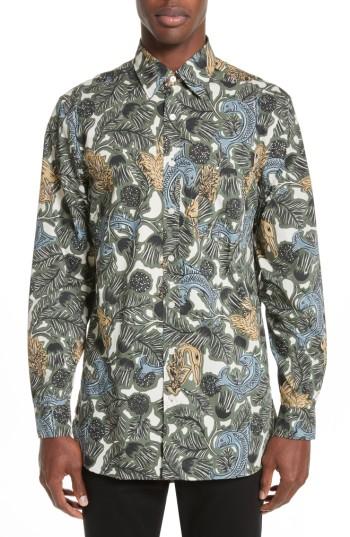 Men's Burberry Whinfell Beasts Cotton Sport Shirt - Green