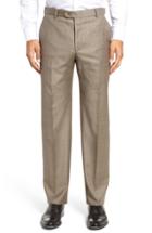 Men's Hickey Freeman Classic B Fit Flat Front Solid Wool Trousers R - Beige