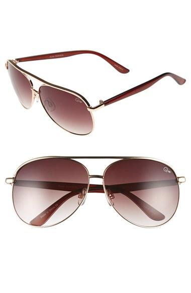 Junior Women's Quay Australia 'macaw' 65mm Aviator Sunglasses - Gold/ Brown Lens