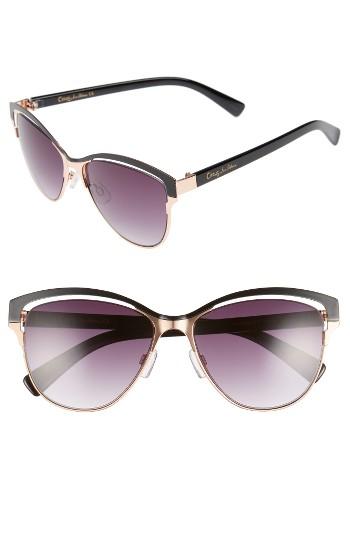 Women's Circus By Sam Edelman 56mm Vented Cat Eye Sunglasses - Rose Gold/ Black