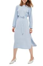 Women's Topshop Dusty Belted Midi Dress Us (fits Like 0-2) - Blue