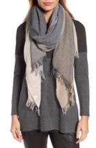Women's Eileen Fisher Plaid Cashmere & Wool Scarf, Size - Grey