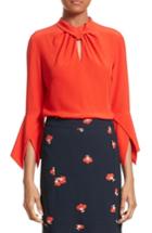 Women's Victoria Beckham Twisted Silk Bell Sleeve Blouse Us / 6 Uk - Red