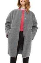 Women's Topshop Borg Collarless Coat - Grey