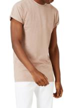 Men's Topman Roller Sleeve T-shirt - Beige