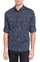 Men's John Varvatos Star Usa Mitchell Slim Fit Print Roll Sleeve Sport Shirt - Blue