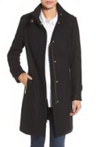 Women's Cole Haan Funnel Neck Wool Blend Coat - Black