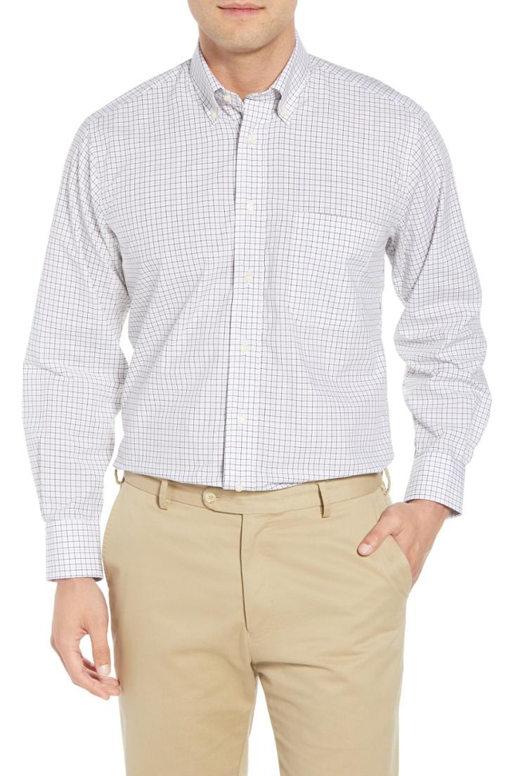 Men's Gitman Tailored Fit Check Dress Shirt - 35 - White