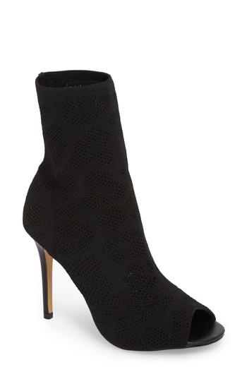 Women's Charles By Charles David Ranger Sock Knit Open Toe Bootie .5 M - Black