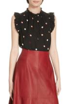 Women's Kate Spade New York Bakery Dot Ruffle Top - Black